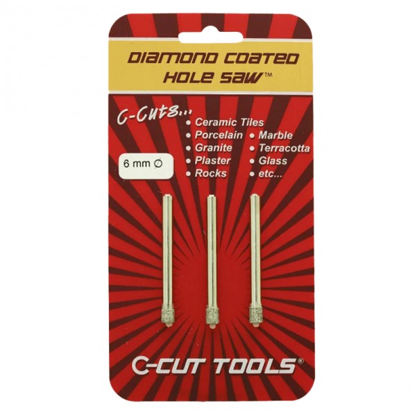 C-CUT TOOLS DCHS6T - 6mm 3 Pack Diamond Coated Hole Saw Holesaws